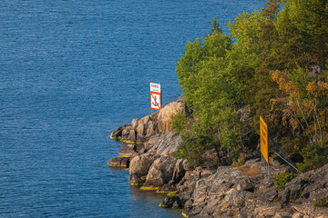 Beautiful view of the sea coast in Sweden. Beautiful places. Stylized photos with added noise