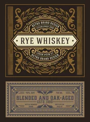 Behang Vintage labels Vintage Whisky label voor verpakking. vector illustratie
