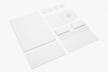 lank Stationery / Corporate ID Set isolated on white as template for designers presentation, showcase etc.