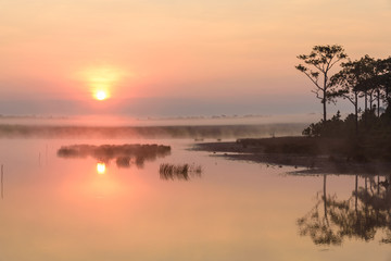 Sunrise Phu Kradueng Reservoir  Phu Kradueng National Park , located in Phu Kradueng District in Loei Province : Thailand 