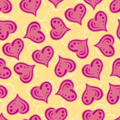Foto op Aluminium Valentine Holiday Seamless Background with Pink Hearts and Rings, Tile Pattern. Vector © alexcoolok