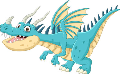 Naklejka premium Cartoon dragon on white background