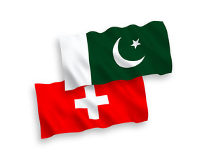 Flags of Pakistan and Switzerland on a white background