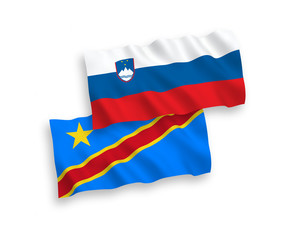 Fototapeta premium Flags of Slovenia and Democratic Republic of the Congo on a white background