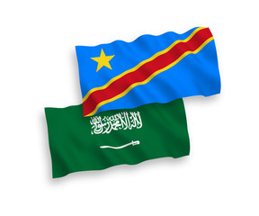 Flags of Saudi Arabia and Democratic Republic of the Congo on a white background