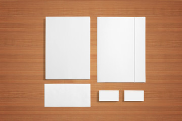 Blank Stationery set / Corporate ID Template on wooden background