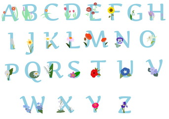 Fototapeta na wymiar Set of letters with flower design