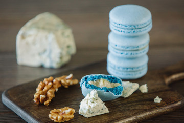 Dora blue and roll of macaroons on a tree