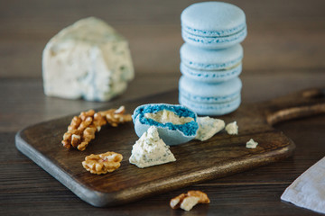 Cheese and walnuts with macaron