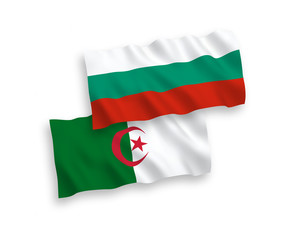 Flags of Algeria and Bulgaria on a white background