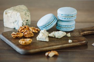 Delicious macaron on a blackboard