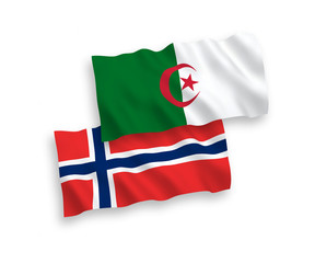 Flags of Norway and Algeria on a white background