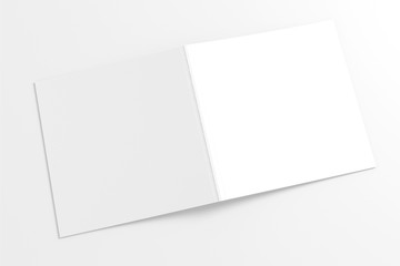 Blank Square opened Magazine cover isolated on white