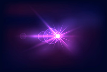 Vector Ultraviolet Burst, Bright Abstract Light, Design Element Isolated on Colorful Blue Background, Shining Icon.