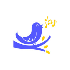 Singing birds. Vector illustration of little birds singing happily