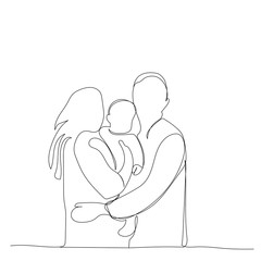 vector, isolated, drawing a single line family