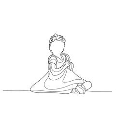 isolated, single line drawing of a baby sitting