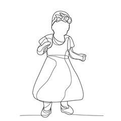line drawing of a baby in a dress