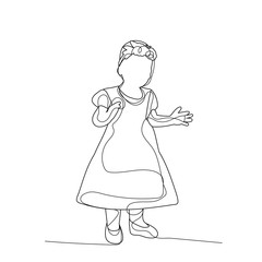  continuous line drawing of a baby in a dress