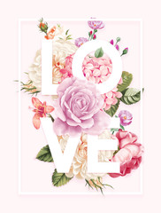 Set of card with flower rose, leaves. Wedding ornament concept. Floral poster, invite. Decorative greeting card or invitation design background