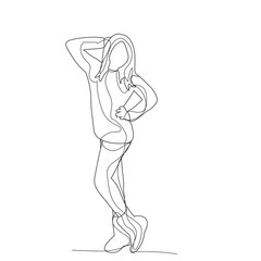  isolated, girl continuous line drawing