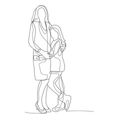drawing a continuous line mom and baby