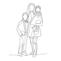 drawing a continuous line mom and baby