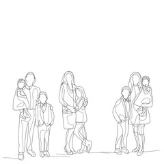 Fototapeta na wymiar vector, isolated, one line drawing people with children, family