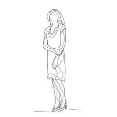 vector, isolated, girl continuous line drawing