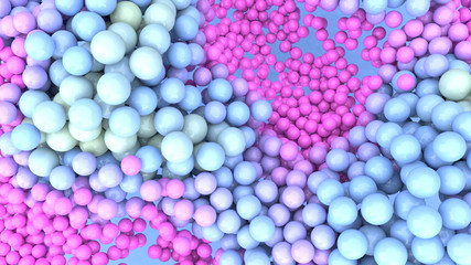 Abstract background with soft blue and pink spheres.
