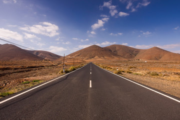 Deserted country road, highlands of Fuerteventura, Canary Islands, Spain, Europe
