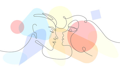 Two lovers lines, abstract modern background