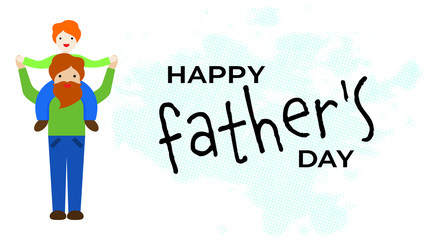 Happy father day in abstract style on white background. Cute vector illustration with inscription Happy father day. Holiday greeting card. Greeting card template. Design template. Vector banner.
