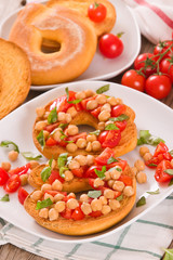 Friselle with tomatoes and chickpeas.