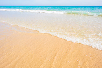 Fototapeta na wymiar Sandy beach and calm sea in the Canary Islands