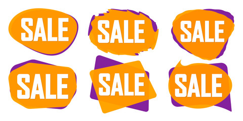 Set Sale bubble banners design template, discount tags, app icons, vector illustration