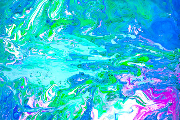 Fototapeta na wymiar Acrylic paint . Abstract art background,fluid acrylic painting on canvas. Backdrop blue, pink, mint color for your design .