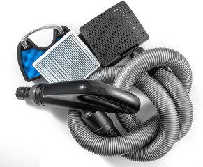 Set of vacuum cleaner accessories on a white background