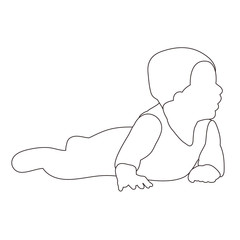 vector, on a white background, sketch, contour baby creeps
