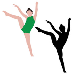  isolated, sexy girl gymnast flat style
