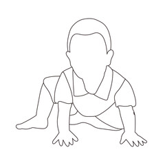outline, little child boy sitting
