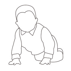 white background, sketch, contour baby creeps