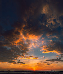 Fields landscape in summer sunset and sunrise