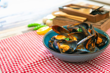 Italian Steamed Mussels cooked in Provencale style