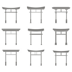 vector set with traditional Japanese gate Torii