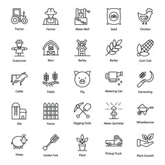 Naklejka premium Pack Of Agriculture Line Icons