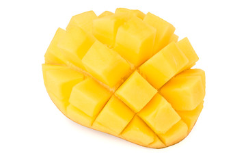 fresh sliced mango isolated on white background