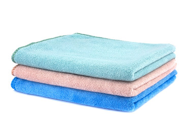 Soft clean towel on white background