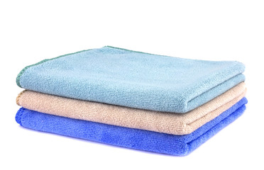 Soft clean towel on white background