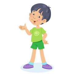 Funny little asian boy. In cartoon style. Isolated on white background. Vector illustration.